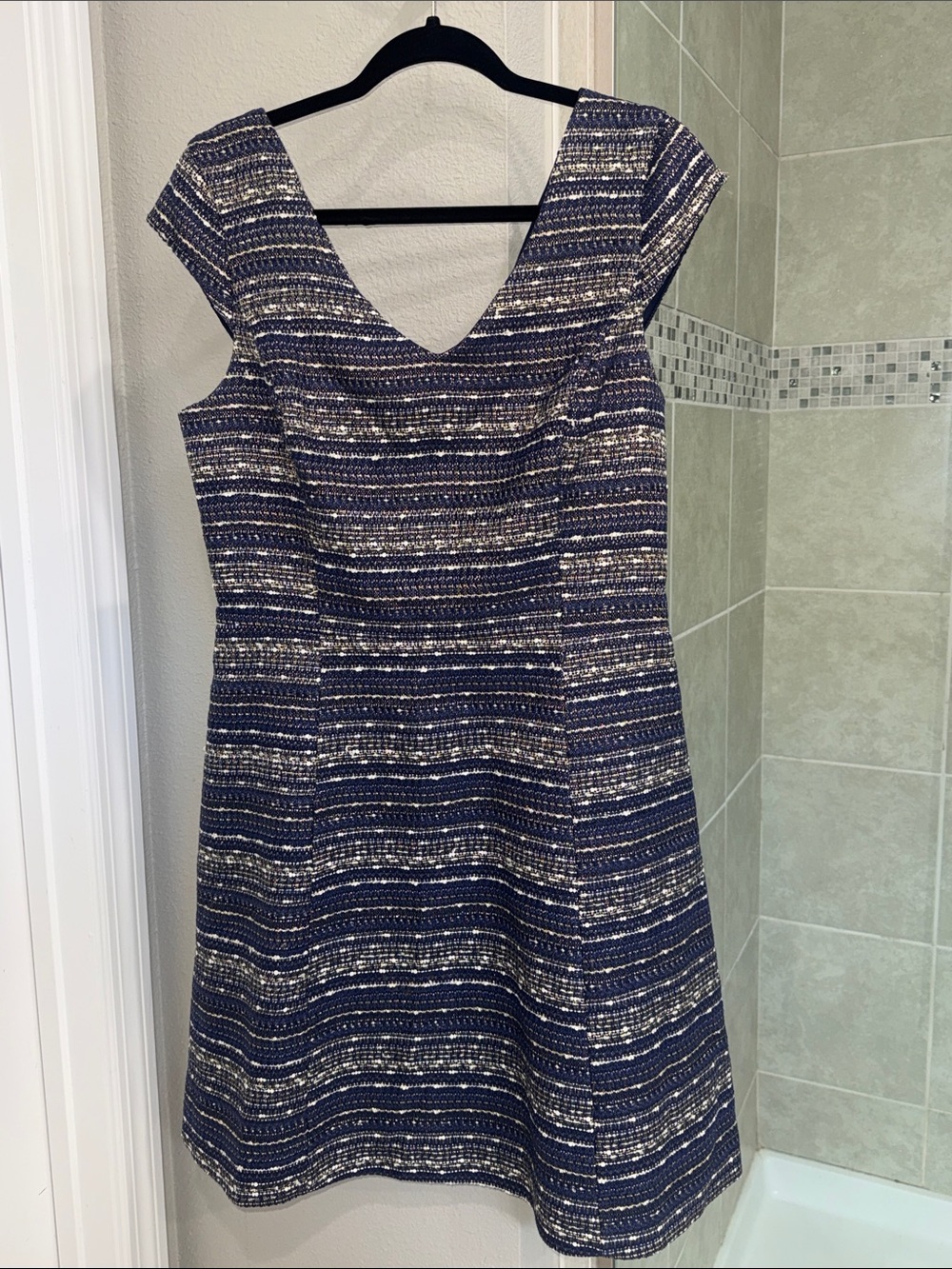 Lilly Pulitzer Ruthy Dress Navy & Metallic Boucle Tweed Size 10 New with Tags!
